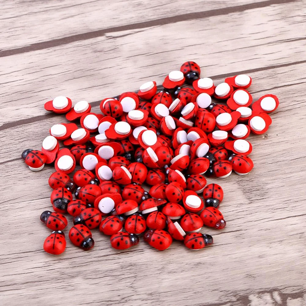 

100 PCS Ladybug Colorful Wooden Cartoon DIY Stickers Fridge Magnet Souvenir Decor Refrigerator Home Decoration Accessories