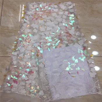 

Tollola African Lace Fabric 2019 High Quality Lace Glitter Sequins Net Lace Tulle Mesh Fabrics Latest White Color Fabrics Laces