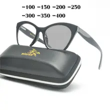 Солнцезащитные фотохромные готовые очки для близорукости женские мужские ретро очки с оправой из сплава кошки женские ультрасветлые при миопии очки с коробкой NX