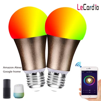 

2PC E27 E26 B22 LED WiFi Smart Light Bulb Multicolor Dimmable Voice Wake Up Lamp Bulb 85-265V Compatible Alexa Google Assistant