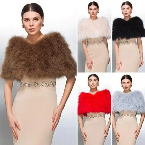 

Elegant Luxury Ivory Ostrich Feather Wedding Fur Boleros 2018 Formal Bridal New Arrival Fashion Fur Wrap Shrug Bolero Wraps