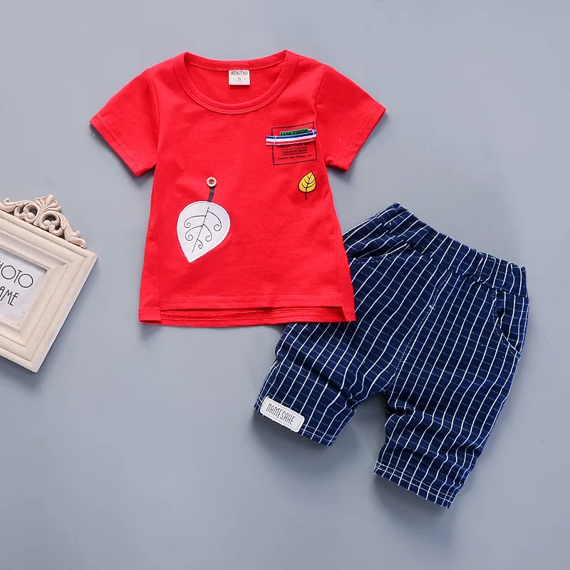 BibiCola 2018 baby boys clothing summer sets kids T shirt+striped sport