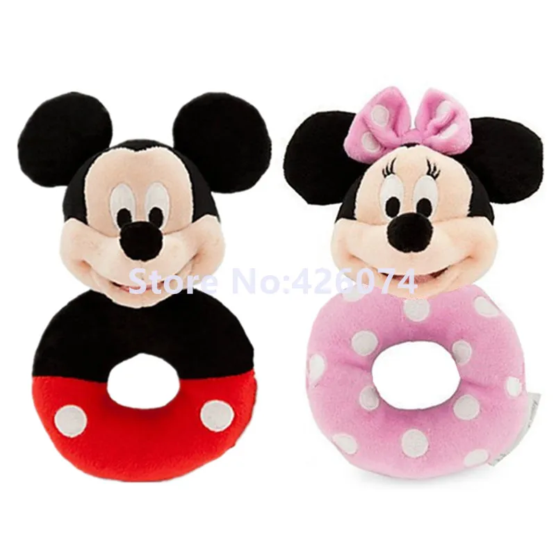 

New Cute Mickey Minnie Baby Rattles Plush For Girls Boys Kids Stuffed Animals Toys Children Gifts13CM