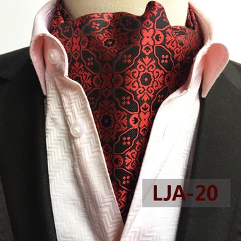 

British Style Gentlemen Luxury Red Paisley Ascot Wedding Dinner Woven Neckerchief for Man