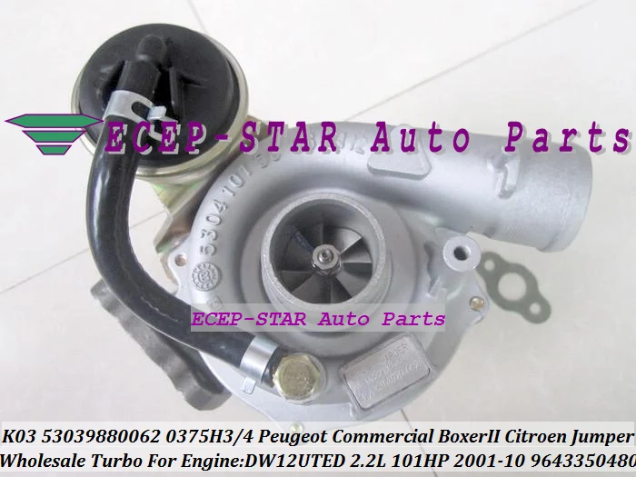 K03 53039880062 53039700062 9643350480 0375H3 0375H4 Turbo Turbocharger For Peugeot Commercial Boxer II For Citroen Jumper 01-10 DW12UTED 2.2L 101HP (1)