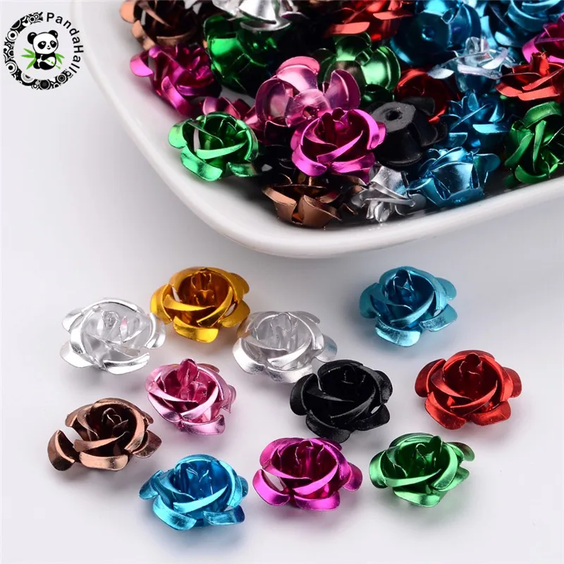 

Pandahall 100pcs 12/15/17mm Mixed Color Aluminum Rose Flower Tiny Metal Beads Craft Diy Bracelet Necklace Earring Jewelry Making