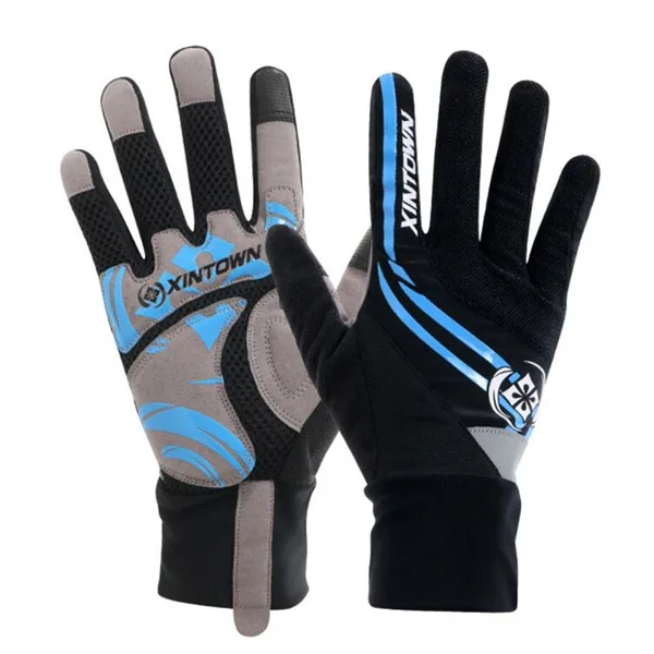Полный палец велосипедные перчатки мужские уличные Mtb шоссейные велосипедные 3D спортивные сенсорные Гелевые перчатки Padde - Цвет: Blue