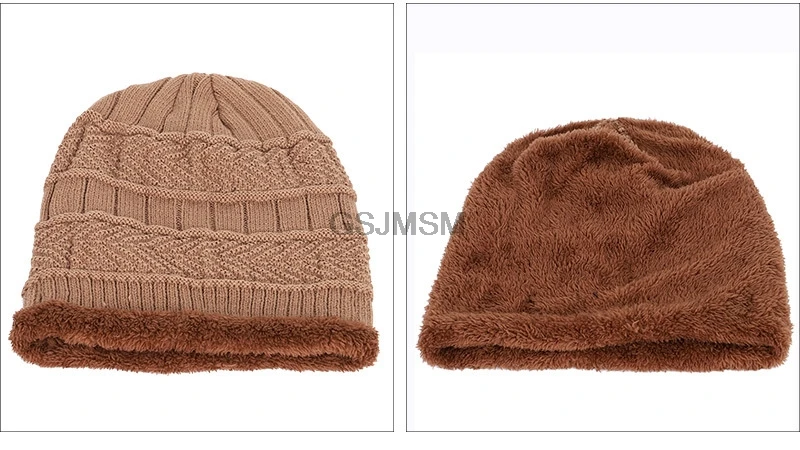 Зимняя новинка, Мужская вязанная хлопковая шапка, теплая и удобная, плюс бархат, толстая Лыжная шапка, двойная теплая шапка