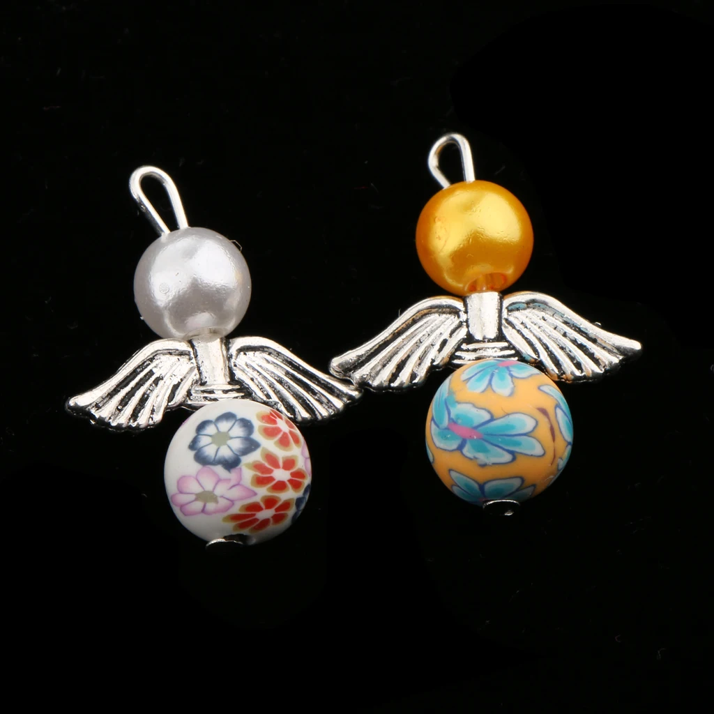 10 Pieces Mixed Angel Wings Drop/Heart Pendants Charms Beads for DIY Apparel Sewing charms punk cosplay style costume Crafts