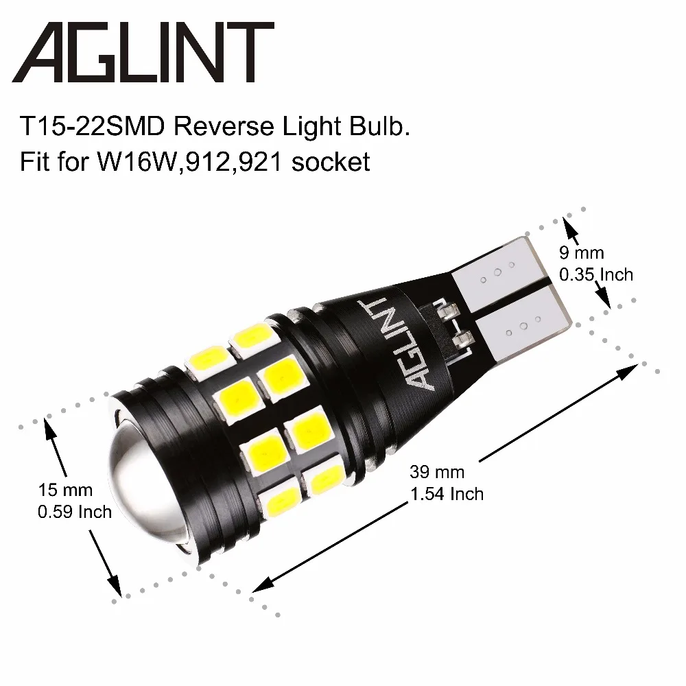 AGLINT 2 шт. T15 W16W светодиодный автомобильный светильник CANBUS без ошибок 3030SMD 22 светодиодный s автомобильный парковочный светильник задний фонарь белый DC 12 В