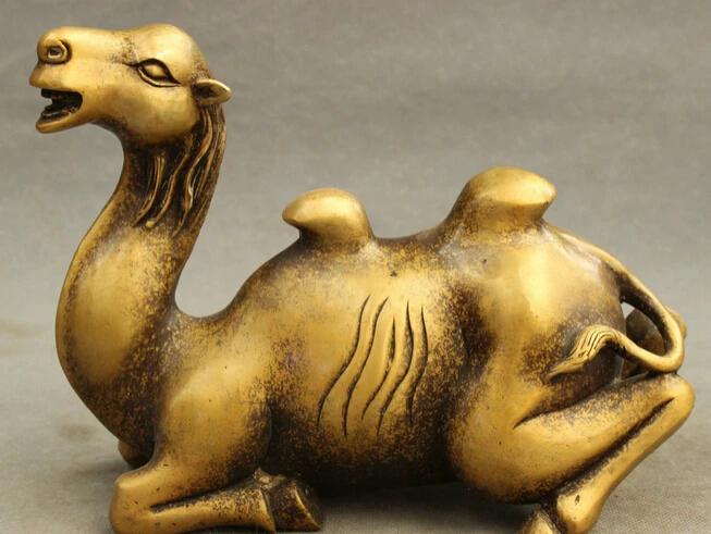 

JP S62 9" Chinese Bronze Animals Lying Bactrian Camel Statue stamina llama Sculpture Discount 35%