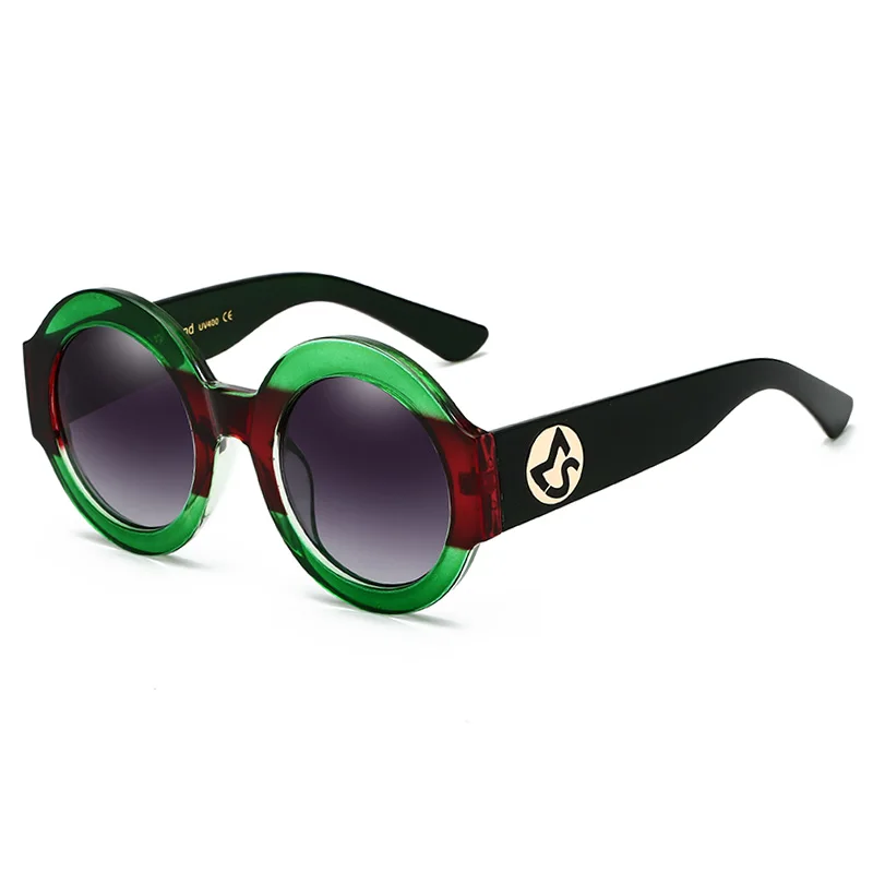 Хрустальные круглые женские солнцезащитные очки красные солнцезащитные очки в зеленой оправе женские три цвета Лоскутные Роскошные Брендовые очки звездный стиль Lunette - Цвет линз: C4 Green Frame