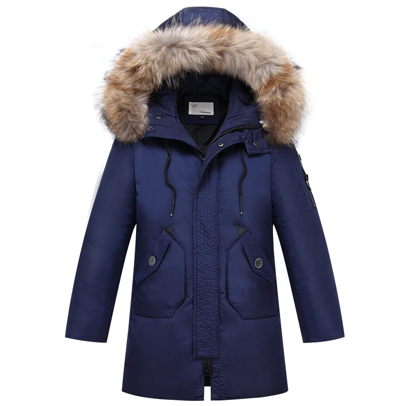 

2018 Teenage Parka Big Boy Boys Winter Warm Coat Jacket for Boy Children Kids Down Jackets Raccoon Fur on Hood 140-170