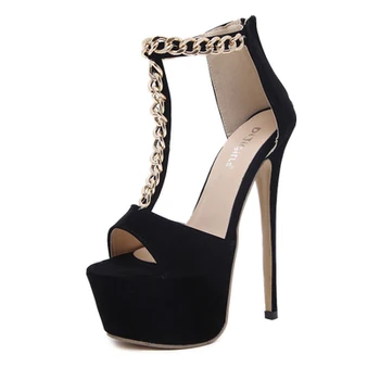 

Summer fine with nightclub hate high sandals 18 cm high heels with metal chain fish mouth shoes women