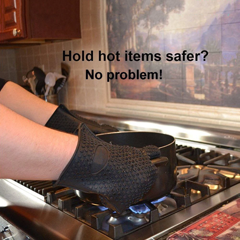 Heat-Resistant-Silicone-Glove-Oven-Pot-Holder-BBQ-Cooking-Mitts-NEW-Tool-Baking-Kitchen-Colorful-2017