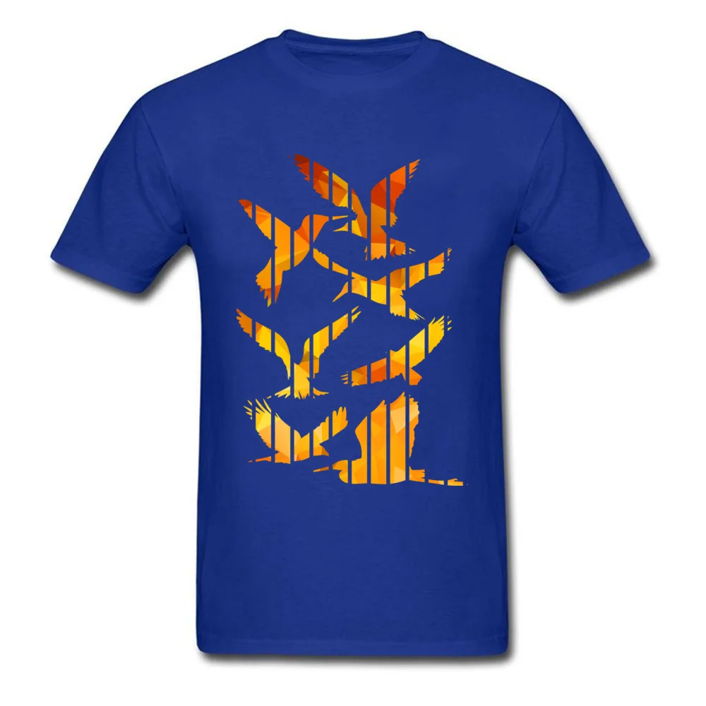 Hot Sale LETS THE BIRDS FREE Family Short Sleeve T Shirts NEW YEAR DAY O Neck Cotton Fabric Tops Shirts for Men T-shirts Custom LETS THE BIRDS FREE blue