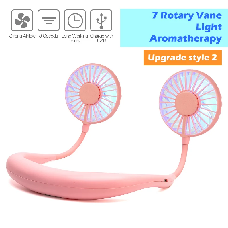 pink-2 2000 mAre USB Портативный вентилятор Hands-free шее висит зарядка через usb мини Портативный спортивный болельщик 3 шестерни Usb кондиционер - Цвет: pink-2
