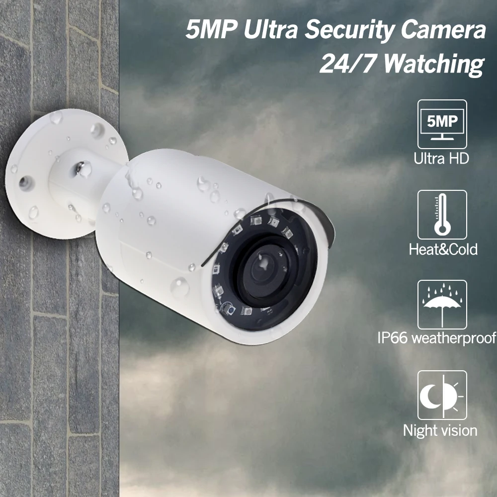 8 канальная система видеонаблюдения 4 шт. Ultra 5MP наружная камера безопасности POE с