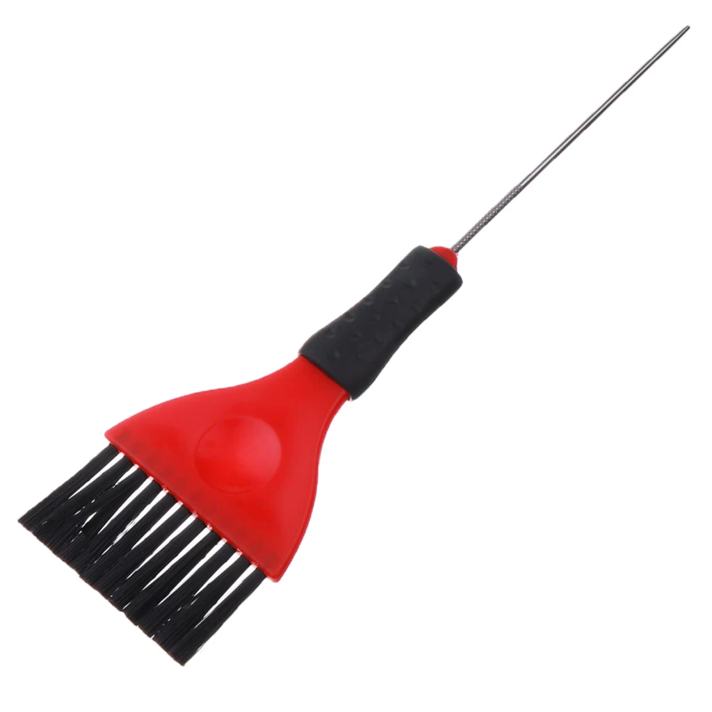 1 Piece Hair Tint Brush with Metal Pin Tail, Red & Black, Long Handle, Professional Hair Dye Applicator Brushes