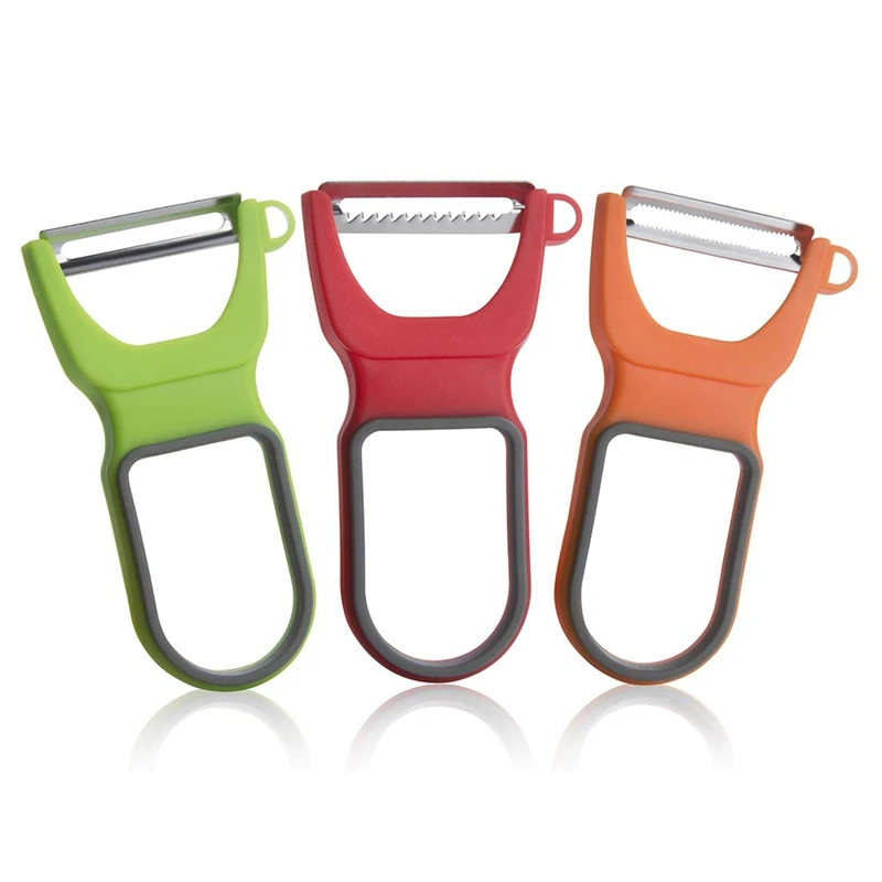 

Multi-Functional Vegetable Peeler, Set Of 3 Sharp Stainless Steel Blades With Non-Slip Handles Peeler For Potato Fruit, Kitche