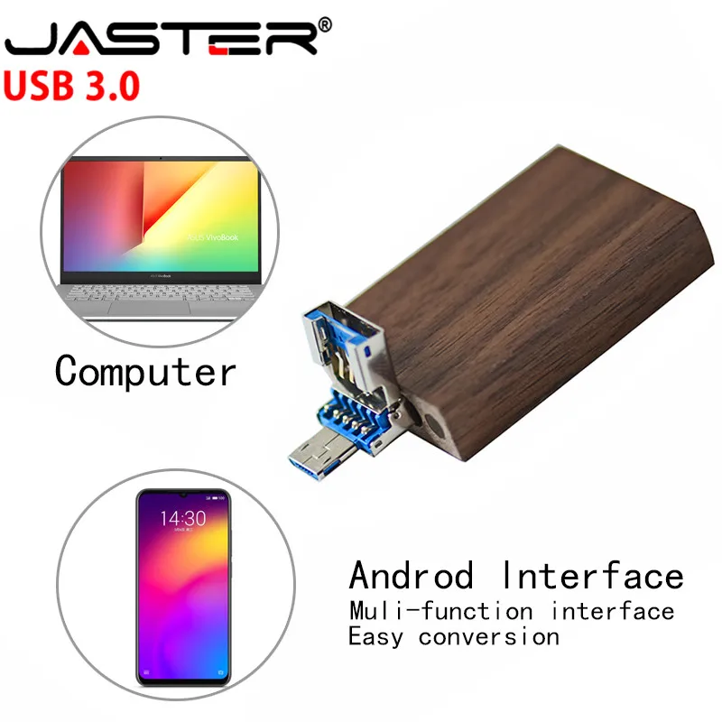 JASTER деревянный фотоальбом флеш-накопитель USB 3,0 Флешка 4 ГБ 32 ГБ 64 Гб 128 ГБ U диск фотография подарок 2 в 1 Интерфейс Бесплатный логотип