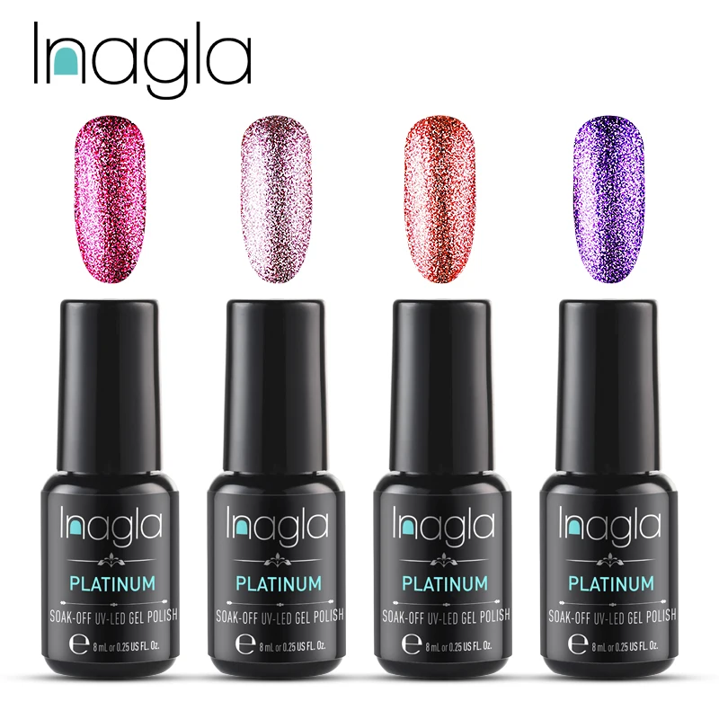 

Inagla 4pcs/set 8ML Bing Platinum Gel Nail Polish Nail Art Design Manicure kit Nail Art Soak off Platinum UV LED Gel Nail Polish