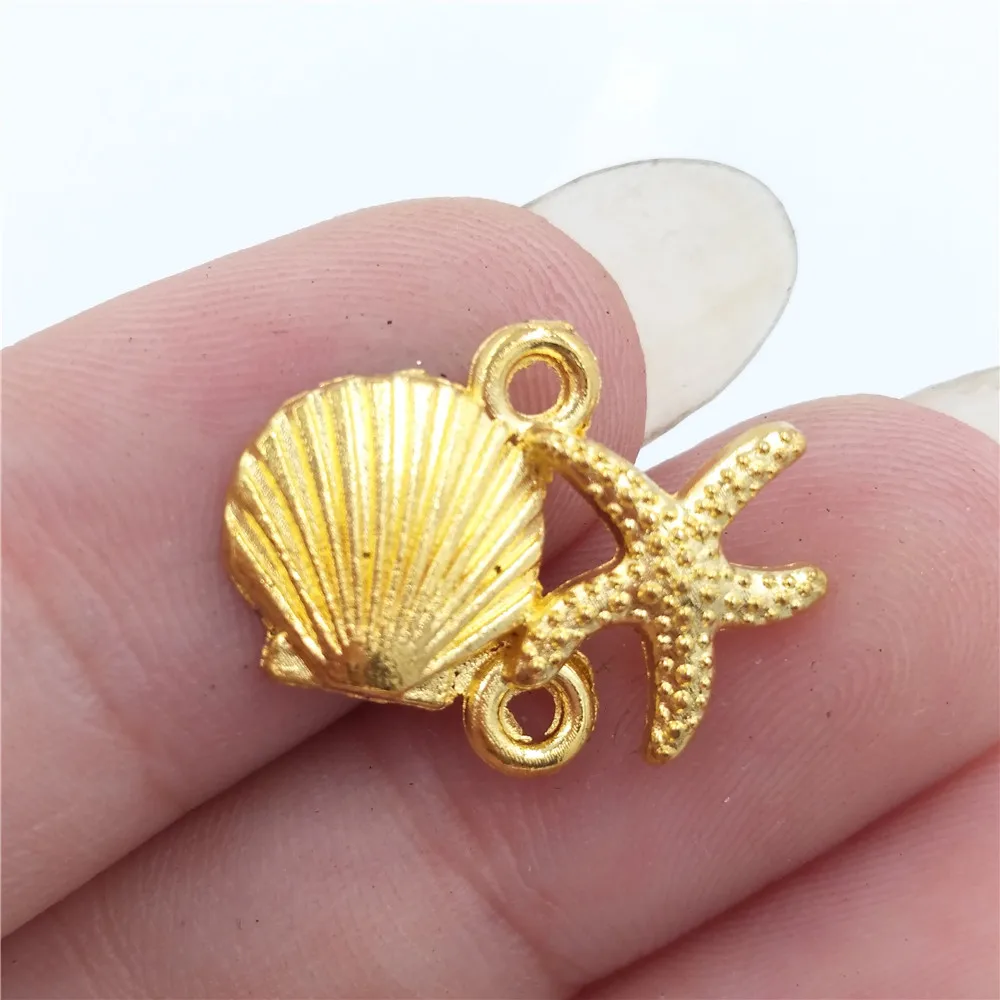 BULK 30 Zinc Alloy Beach Theme Sea Shell and Starfish Charms Ocean