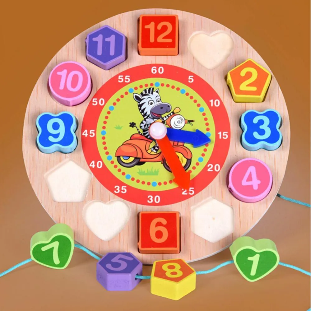 

Kid Sorting Nesting Wooden Clock Toy Cartoon Animal Puzzle Toys Cognitive Digital Clock Digital Wooden Watch Jigsaw DIY Toys