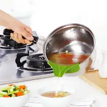 Лидер продаж силиконовый половник с деревянной ручкой утечки рот анти-разлива сливные поддоны вокруг обода дефлектор жидкости Пособия по кулинарии Кухня Инструменты 9 DE27 DC156