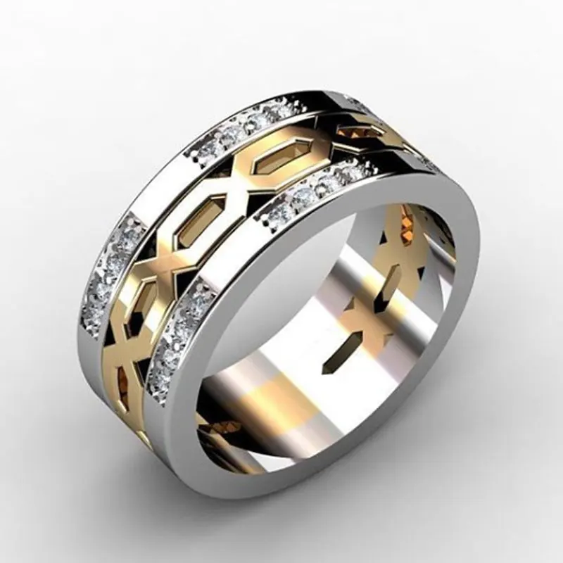 

LETAPI New Design Gold and Silver Color White CZ Stone Hollow Crystal Wedding Ring for Woman Dropshipping