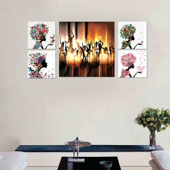 

Modern creative abstract painting flower art prints combined Nodic art deco wall picture for living room lobby bedroom hotel bar