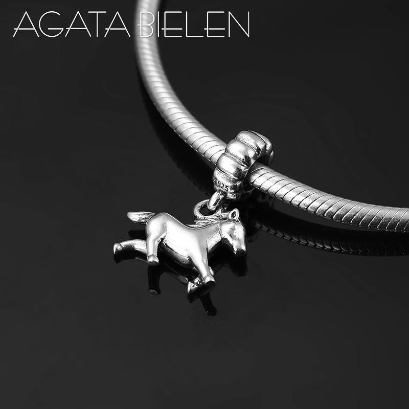 12 Китайский Зодиак лошадь 925 стерлингового серебра Модный подарок тонкие Подвески бусины подходят Pandora браслет ювелирных изделий
