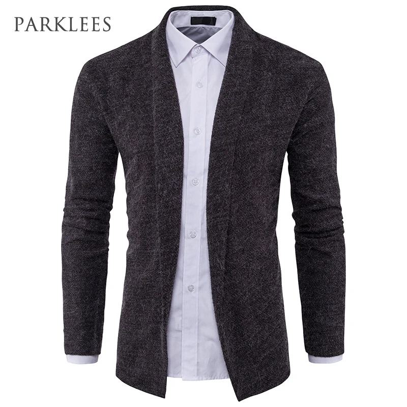 

Without Button Cardigan Men 2017 Brand Concise V-Neck Sweater Coat Cardigan Male Solid Color Slim Mens Cardigan Sweater Coat Man