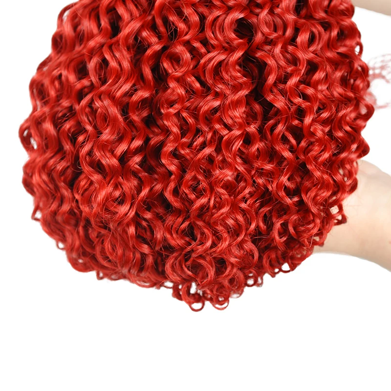 Pinshair цветные бразильские кудрявые вьющиеся человеческие волосы плетение бордовых пучков с закрытием 4 красных пучков волос с закрытием не