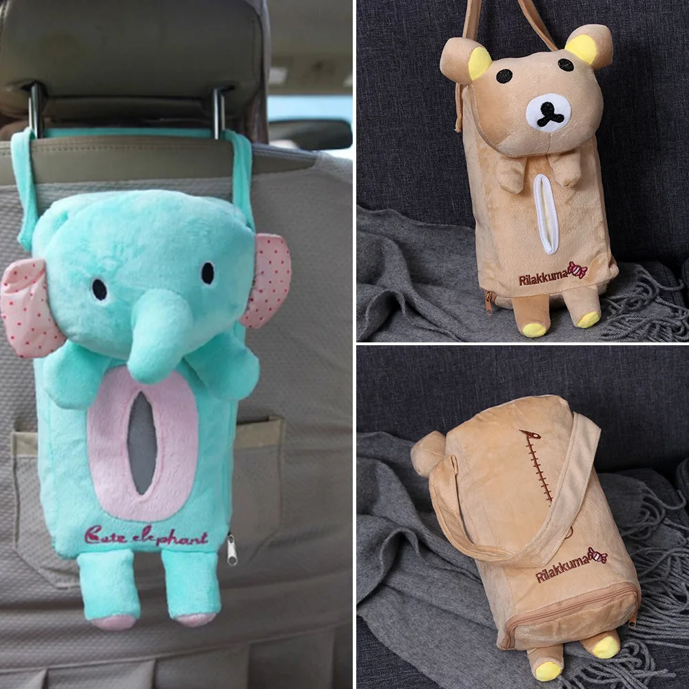 1 Pcs Cute Cartoon Car Seat Back Cover Holder Paper Napkin Box Tissue Box Car Accessories Styling