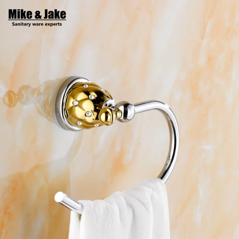 Buy Bathroom chrome golden Towel Ring holder Brass