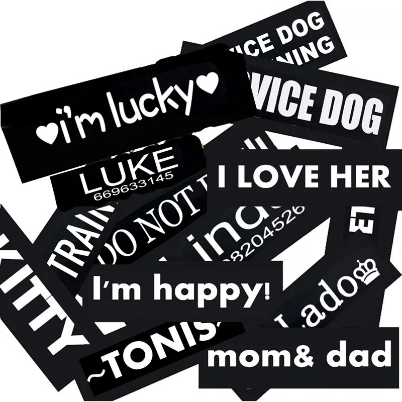 

FML Pet Personalized Customized Dog Harness Collar Label 2ps Patch Name Custom ID Tag DIY Logo Removed Dog's Name Label Sticker