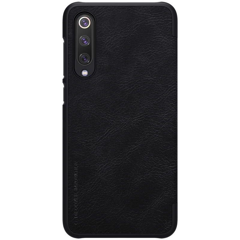 Кожаный чехол Nillkin для Xiaomi Mi 9 SE Qin Series, откидной чехол s, роскошные чехлы для телефонов, задняя крышка - Цвет: Черный