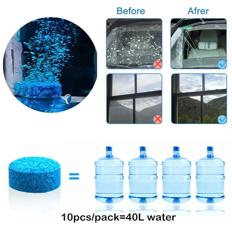 

10PCS/Pack=40L Wiper Cleaner Water Car Solid Fine Seminoma Wiper Universal Auto Window Cleaning Car Windshield Glass Cleaner