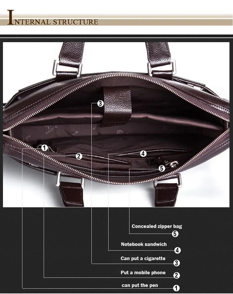 Men Genuine leather briefcase for 15.6 inch notebook computer 15.6 inch laptop bag