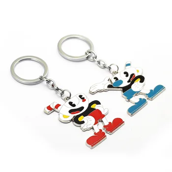 

HSIC 2 Styles Cuphead Keychain Metal Cup Head Key Ring Car keychain Holder Anime Figure Key Chains For Men Women Llavero HC12779