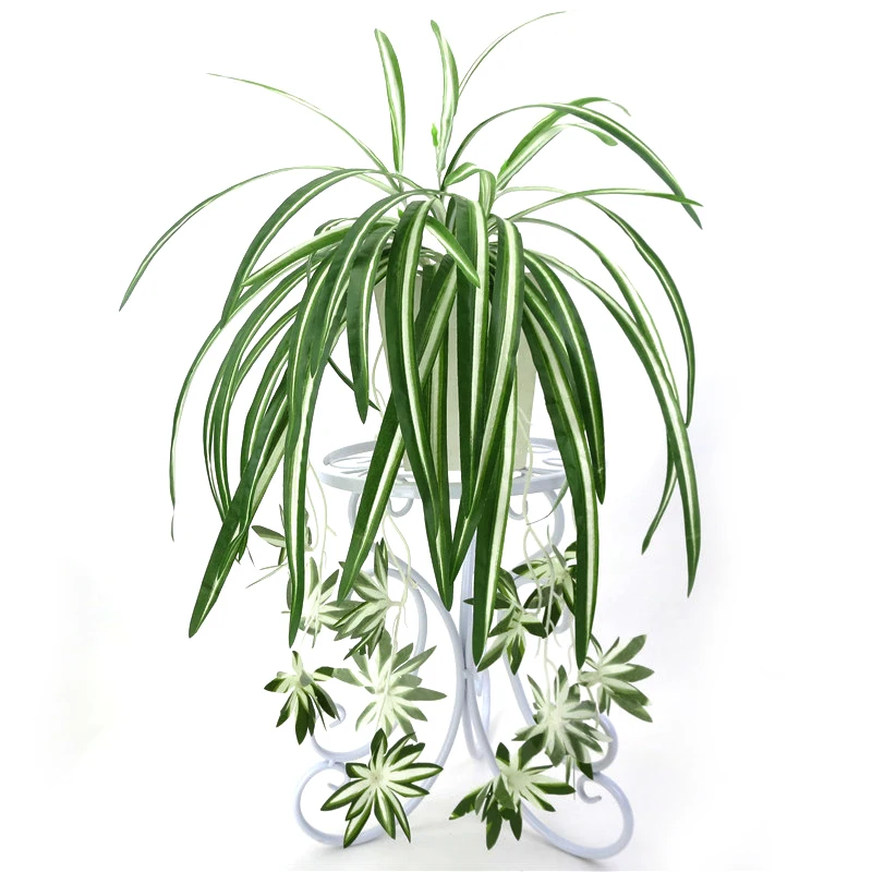 65cm 5 Heads Artificial Plants Wall Hanging Chlorophytum Green Plants PVC Fake Flower Simulation Leaves Home Garden Decor