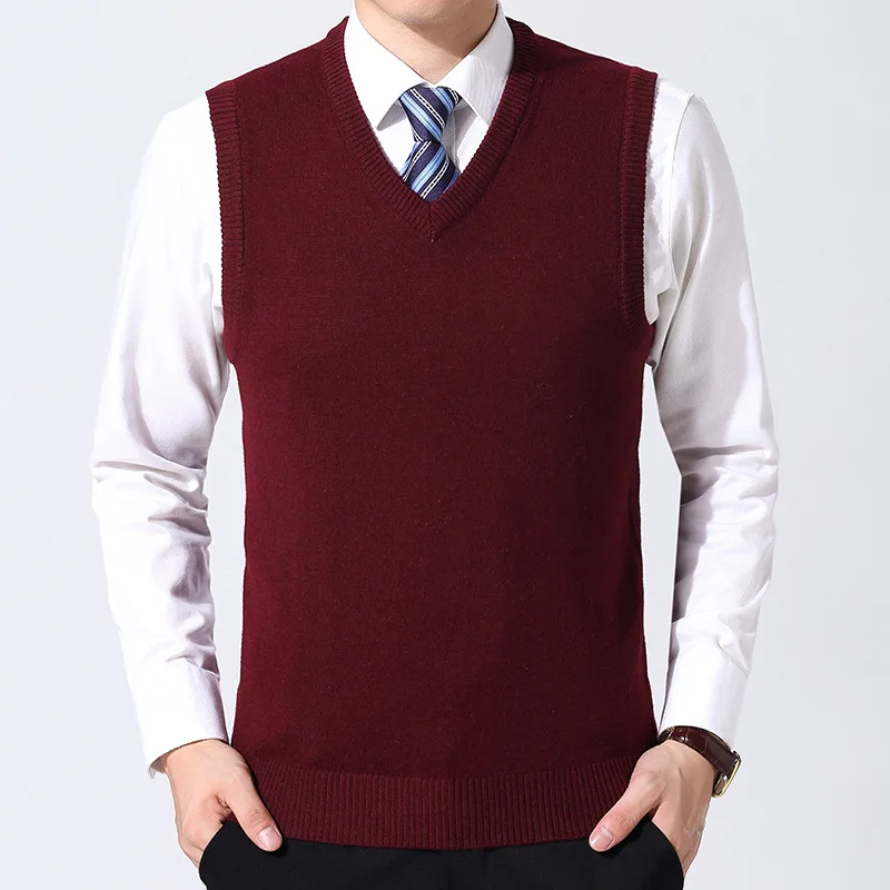 Litthing New 2019 Knitted Pullover Men V-Neck Sleeveless Formal Business Pull Homme Casual Solid Sweater Men Thin Sweaters Vest