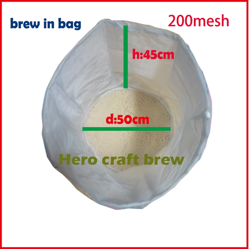 Bryggning 50*45 cm 200 Mesh Home Brew Filter Bag 75 Micron Food Grade Mash Filter Bag For Batch
