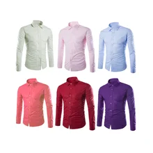 Весенне-осенние мужские рубашки с длинным рукавом одноцветные легкие в уходе противосминаемый мужские повседневные рубашки M-3XL NGD88