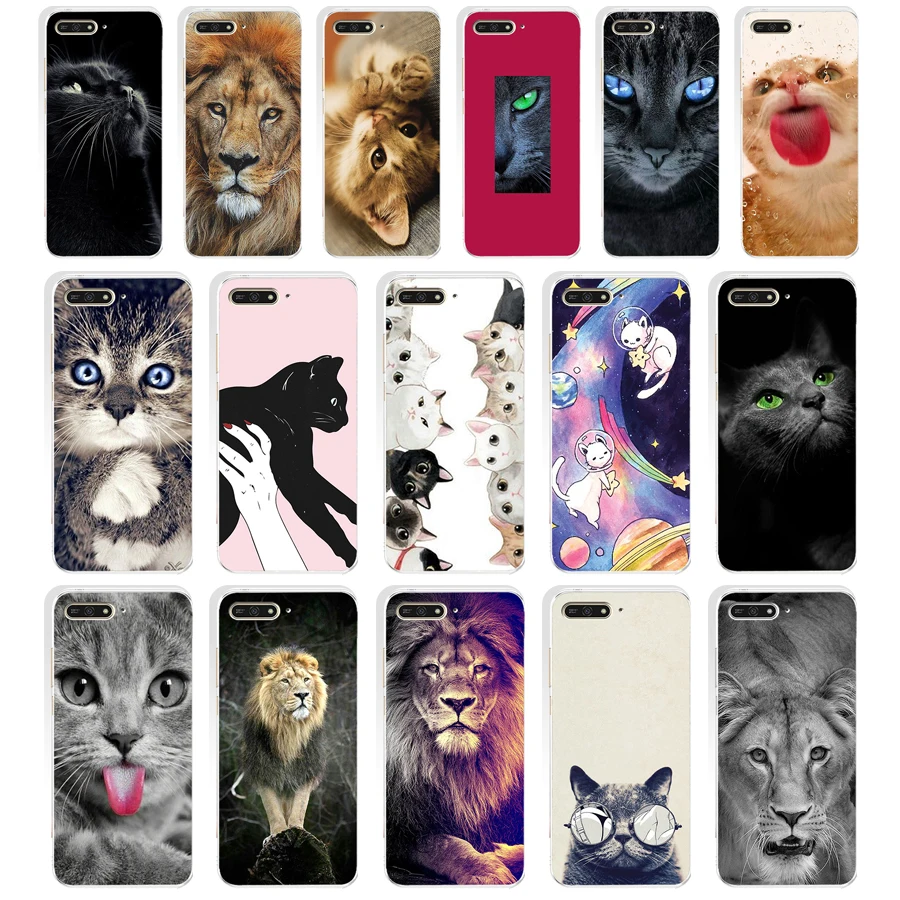 

82SD kawaii Anime Black Cat Staring Soft Silicone Tpu Cover Case for huawei Honor 7c 7x 7a pro 7x P20 Nova 2i 3i