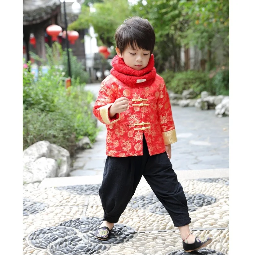Дракон для маленьких мальчиков пальто Тан костюм Китай одежды платье костюмы мальчик одежда наряды детская верхняя одежда детская куртка платье фестиваль