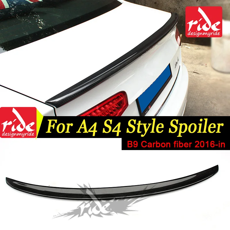 

For Audi A4 A4A A4Q Spoiler B9 S4 Style Carbon Fiber rear spoiler Rear trunk Lid Boot Lip wing car styling Decoration 2016-2018
