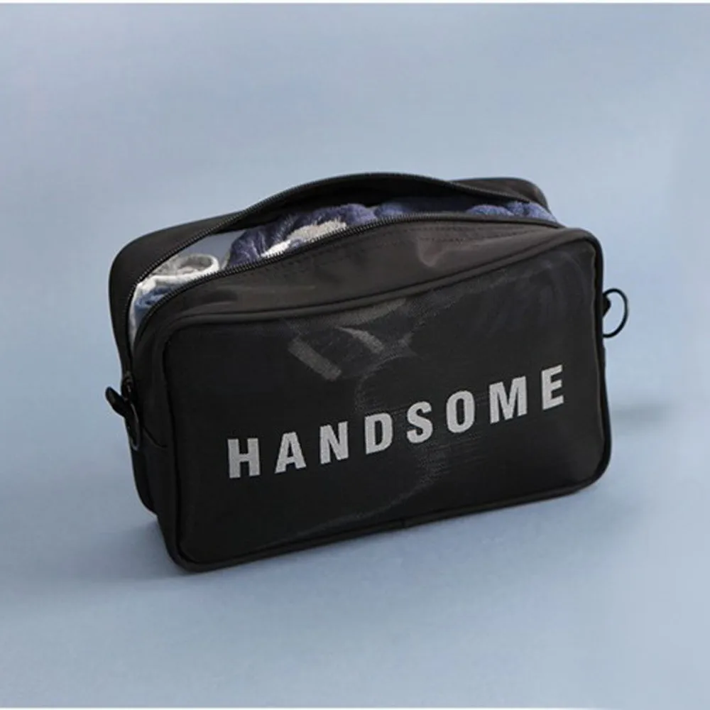 

2017 New Mesh Breathable Admission Package Wash Cosmetic Pouch Women Polyester Change Makeup Bags neceser maquillaje