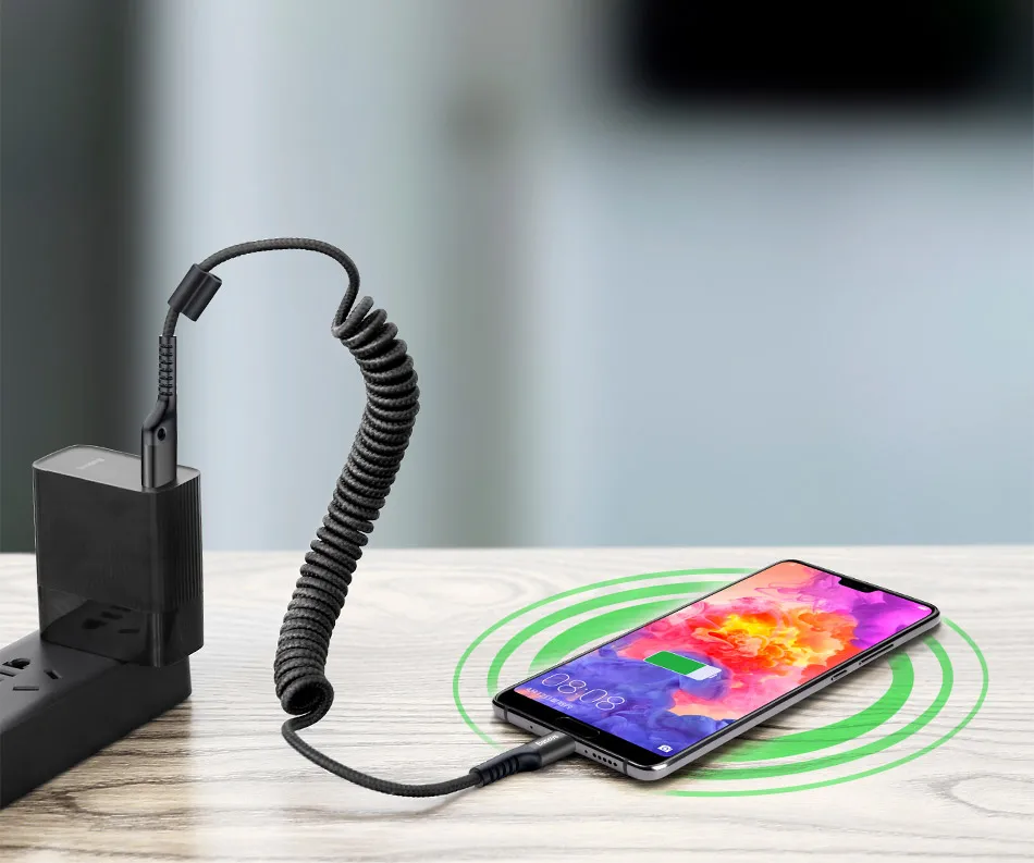 Usb-кабель Baseus Весна type-C для huawei mate 20 Pro Xiaomi Mix 3 One Plus 6t 6 5 гибкий usb-кабель для быстрой зарядки 2A